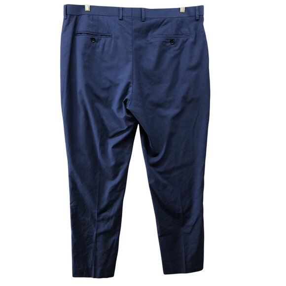 Express Slim Dress Pants Mens 40x32 (40x31) Blue Wool Stretch Flat Front - Picture 2 of 9